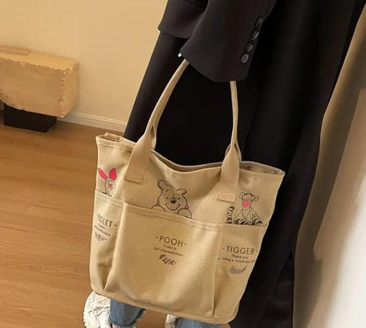 BOLSA DE LONA CON CIERRE DE WINNIE THE POOH🧸 ✨🌟