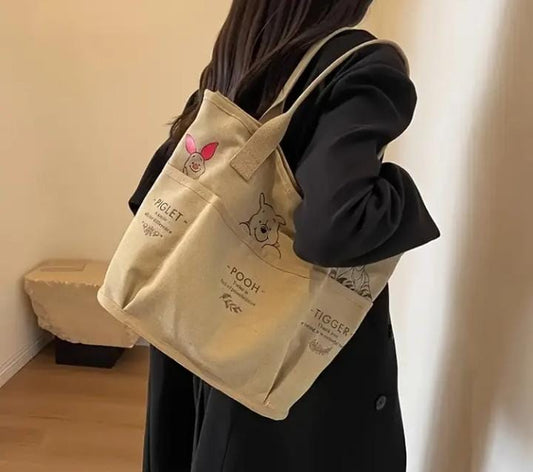 BOLSA DE LONA CON CIERRE DE WINNIE THE POOH🧸 ✨🌟